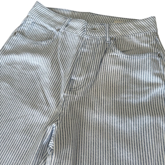 Zara Striped Straight Leg Pants - White and Blue - Picture 2 of 7
